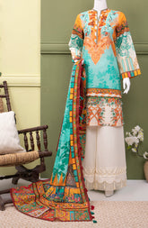 AQUA ETHNIC LAWN PRINTED 3PC (6631928889518)