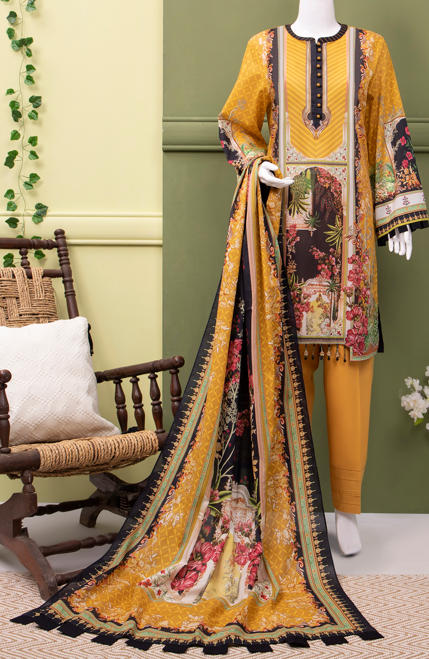 SEPIA LAWN PRINTED 3PC (6644030242990)