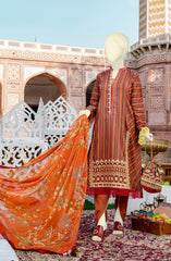 FESTIVE'22 MARIGOLD EMBROIDERED PRINTED DOBBY 3PC UNSTITCHED