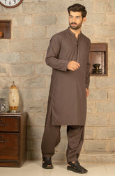 MEN KAMEEZ SHALWAR PLAIN DARK BROWN