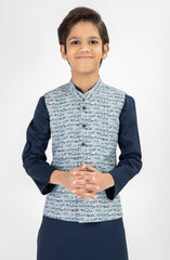 SKY BLUE PRINTED WAIST COAT