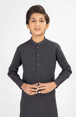 SUMMER'25 BOYS EMBROIDERED KAMEEZ SHALWAR CHARCOAL