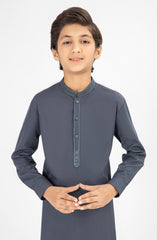 SUMMER'25 BOYS EMBROIDERED KAMEEZ SHALWAR CHARCOAL