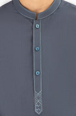 SUMMER'25 BOYS EMBROIDERED KAMEEZ SHALWAR CHARCOAL