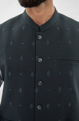 CHARCOAL EMBROIDERED  SUITING WAISTCOAT