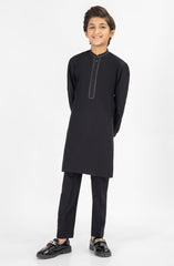 BLACK EMBROIDERED KURTA PAJAMA