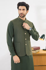 GREEN KAMEEZ SHALWAR WITH WAIST COAT
