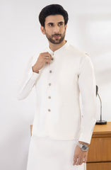 OFF WHITE KAMEEZ SHALWAR WITH WAIST COAT