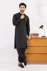 BLACK KAMEEZ SHALWAR WITH WAIST COAT