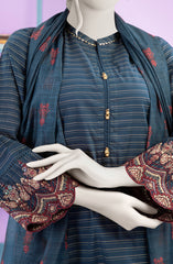 EMBROIDERED ZARI TAR STITCHED 3 PIECE