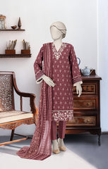 EMBROIDERED PRINTED LAWN STITCHED 3 PIECE