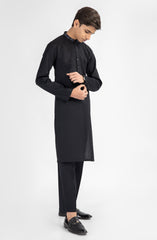 BLACK EMBROIDERED KURTA PAJAMA