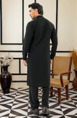 SUMMER'25 MEN KURTA PAJAMA EMBROIDERED BLACK