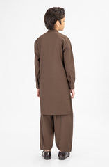 SUMMER'25 BOYS EMBROIDERED KAMEEZ SHALWAR OAK