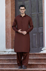 BRICK BROWN BLENDED KAMEEZ SHALWAR