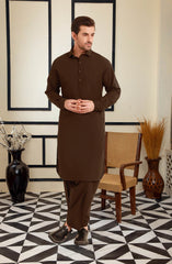 CHOCOLATE BROWN BLENDED KAMEEZ SHALWAR