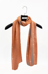 PEACH PRINTED VISCOSE STOLE