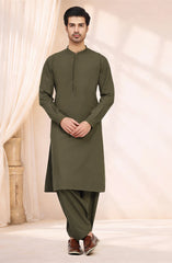 OLIVE BLENDED KAMEEZ SHALWAR