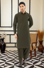 SUMMER'25 MEN KAMEEZ SHALWAR FOREST GREEN