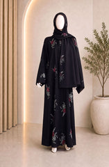 BLACK-GREEN FORMAL FESTIVE ABAYA