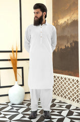 WHITE 100% COTTON KAMEEZ SHALWAR