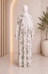 WHITE PRINTED ABAYA