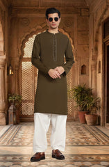 BROWN BLENDED EMBROIDERED KURTA