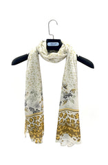 OFF WHITE PRINTED VISCOSE STOLE
