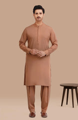 CAMEL BLENDED EMBROIDERED KAMEEZ SHALWAR