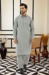 SUMMER'25 MEN KAMEEZ SHALWAR SILVER GREY