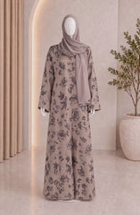 BEIGE PRINTED ABAYA