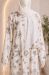 WHITE PRINTED ABAYA