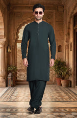 TEAL-GREEN BLENDED EMBROIDERED KAMEEZ SHALWAR