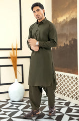 SUMMER'25 MEN KAMEEZ SHALWAR FOREST GREEN