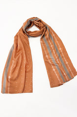 PEACH PRINTED VISCOSE STOLE