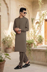 SOLDIER-GREEN BLENDED KAMEEZ SHALWAR
