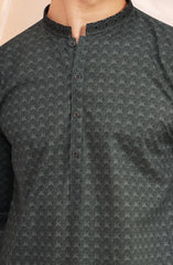 GRAPHITE 100% COTTON PRINTED EMBROIDERED KURTA