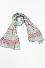DUSTY BLUE PRINTED VISCOSE STOLE