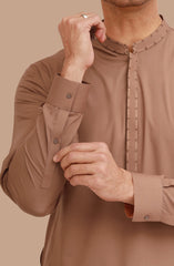 CAMEL BLENDED EMBROIDERED KAMEEZ SHALWAR