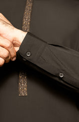 BURNT UMBER EMBROIDERED BLENDED KAMEEZ SHALWAR