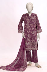 EMBROIDERED PRINTED CAMBRIC STITCHED 3 PIECE