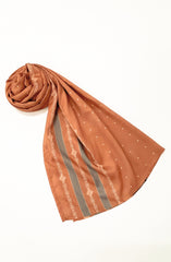 PEACH PRINTED VISCOSE STOLE