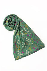 GREEN PRINTED VISCOSE STOLE
