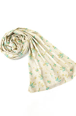 LIGHT GREY PRINTED VISCOSE STOLE