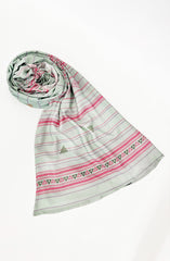 DUSTY BLUE PRINTED VISCOSE STOLE