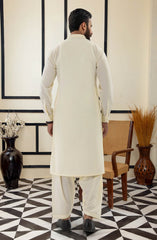 SUMMER'25 EMBROIDERED MEN KAMEEZ SHALWAR LIGHT CREAM
