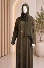 OLIVE-GREEN FORMAL FESTIVE ABAYA