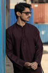 MAROON BLENDED EMBROIDERED KURTA