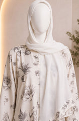 WHITE PRINTED ABAYA