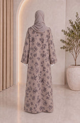 BEIGE PRINTED ABAYA